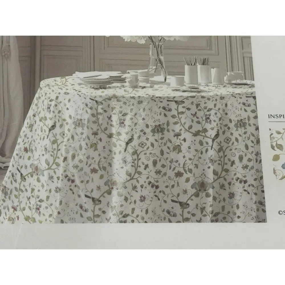 Sanderson Tablecloth 70” Round Aril's Garden Floral Birds 100% Cotton NEW